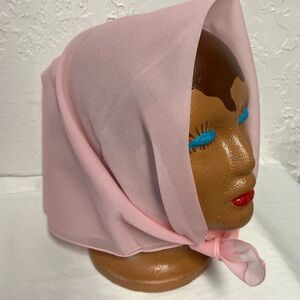 Vintage Soft Pink Nylon Chiffon Square Scarf